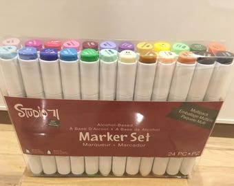 Brand New Studio 71 Alcohol Ink 24 Markers Set- Dual Tip (Chisel & Brush) MSRP 39.99