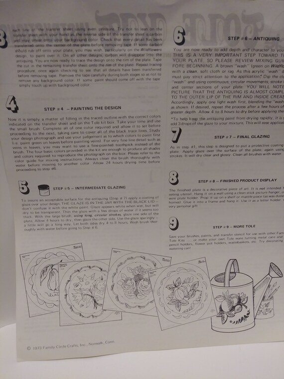 Family Circle Tole Painting Kit The Art Of Decorating Metalware Plate With Peach Trio Nib 1970s 10 Plate Painting Tole Style