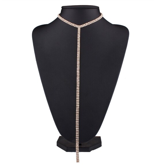 Silver or Gold Rhinestone Choker Necklace Women Multi Row Crystal