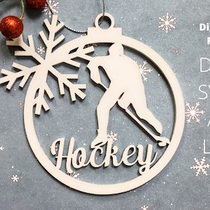 Hockey ornaments laser cut file, hockey player svg, goalie ornament, sports Christmas file, glowforge, dxf, lightburn, instant download