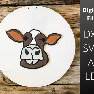 Kuh, Laser geschnitten Datei, Glühforge, cnc, Svg, Dxf, Silhouette, Hellbrand, Kuh Zeichen, Kuh Svg, Kinderzimmer Dekor, sofortiger Download