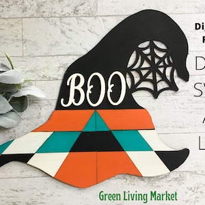 Barn quilt witch hat laser cut file, Halloween laser file.  glowforge, cnc, svg, dxf, lightburn, witch hat halloween, instant download
