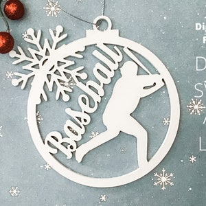 baseball ornament laser cut file, baseball gift svg, sports Christmas file, glowforge, dxf, lightburn, instant download