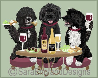 Dogs WINEing - Portuguese Water Dog-Black