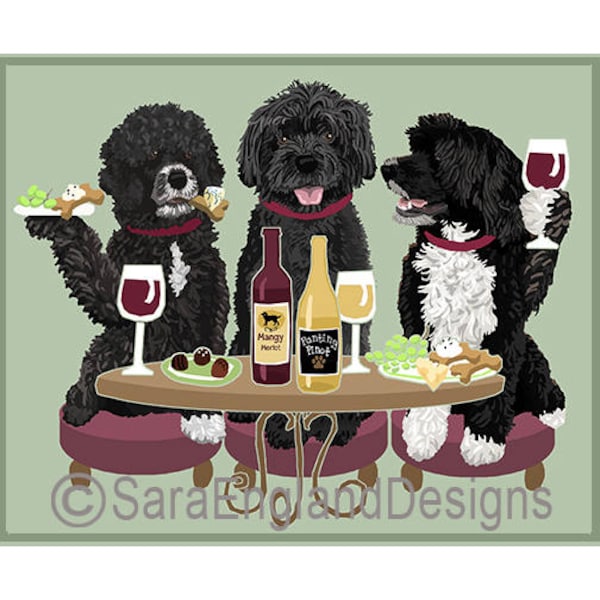 Dogs WINEing - Portuguese Water Dog-Black