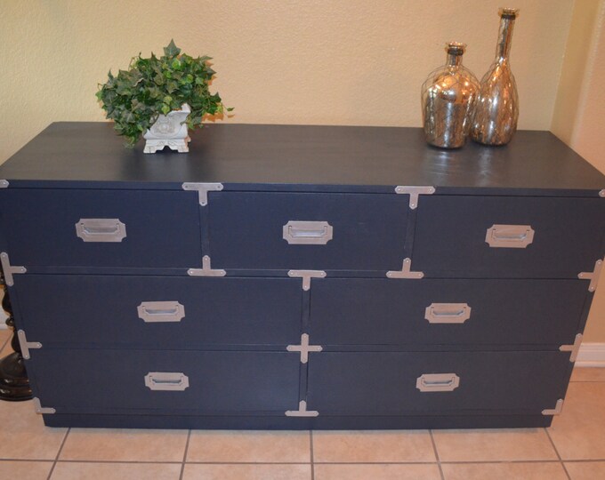 Mid Century Modern Blue Campaign Dresser Etsy