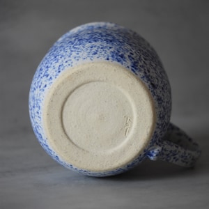 Farmhouse Pottery Blue White Matte Mug, Rustic Wheel Thrown Ceramic Cup. Large Giant Handmade Mug. image 5