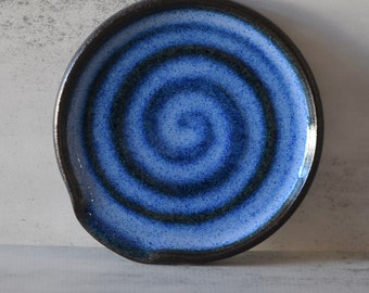 Pottery Spoon Rest, Ceramic Rustic Farmhouse Cottagecore Kitchen Decor, White Blue or Speckled Spoon Rest, Made To Order Pottery