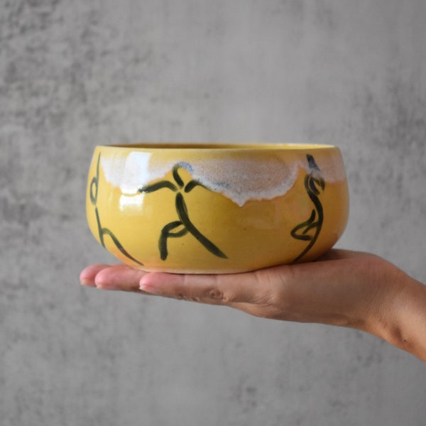 Yoga Pose Ceramic Desktop Bowl, Mindfullness Essential Oil Bowl, Sun Salutation Studio Decor, Handmade Pottery Stoneware Trinket Dish