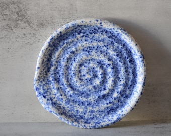 Pottery Spoon Rest, Ceramic Rustic Farmhouse Cottagecore Kitchen Decor, White Blue or Speckled Spoon Rest, Ready To Ship Pottery