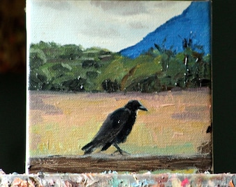 Original Oil Painting. Crow