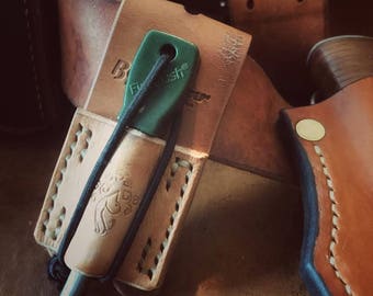 Leather firesteel belt sheath loop Holster