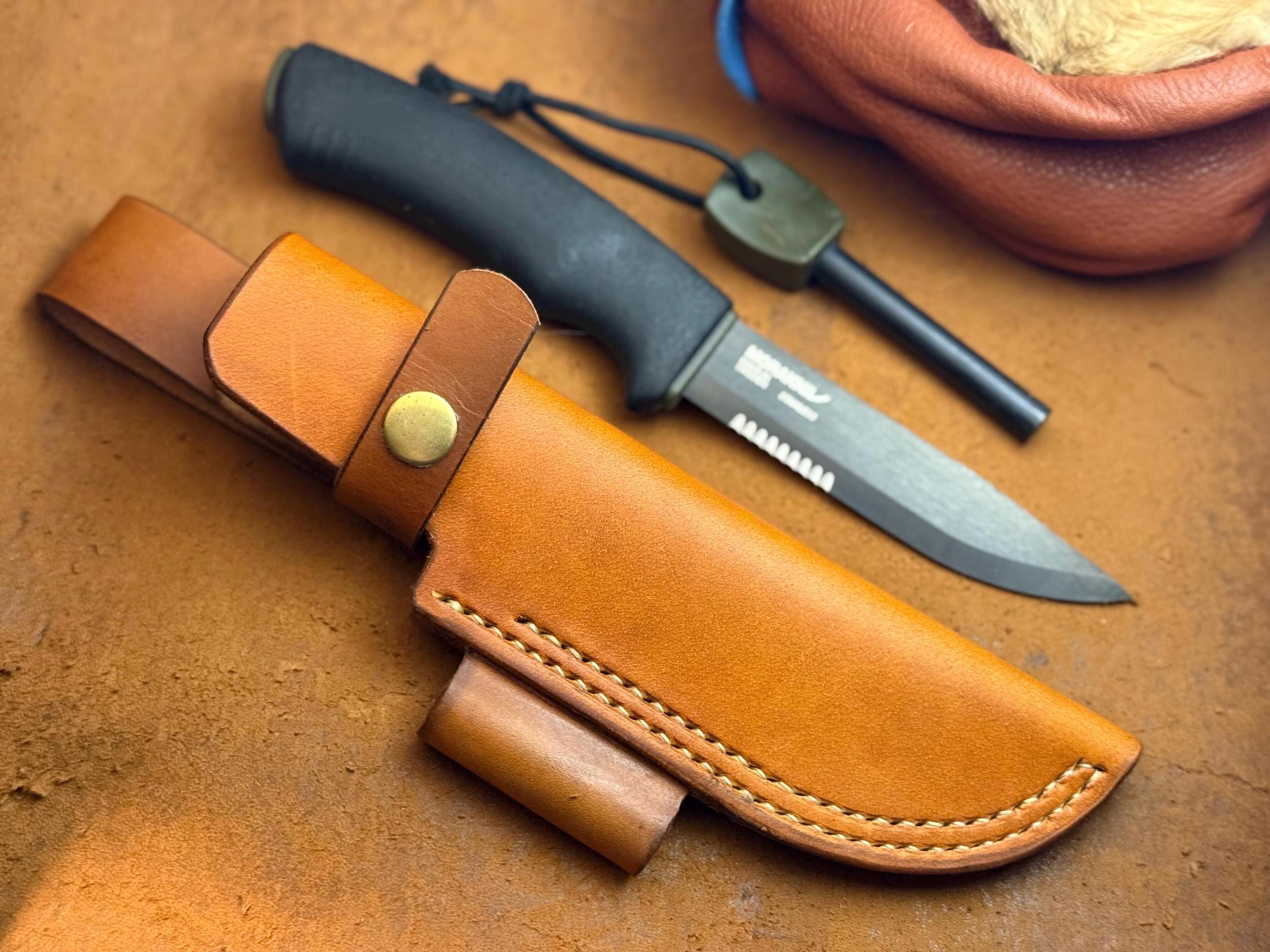 Gaine de couteau Morakniv 100% cuir fait à la main Gaine