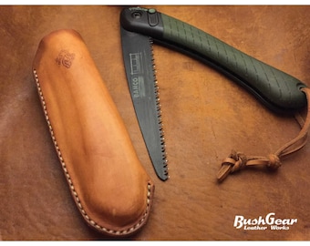 Pouch - Plain Saddletan Leather Belt Pouch To Fit Bahco Laplander Folding Bushcraft Saw