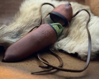 Tradicional Scandinavian hooded  Leather sheath for Morakniv Eldris