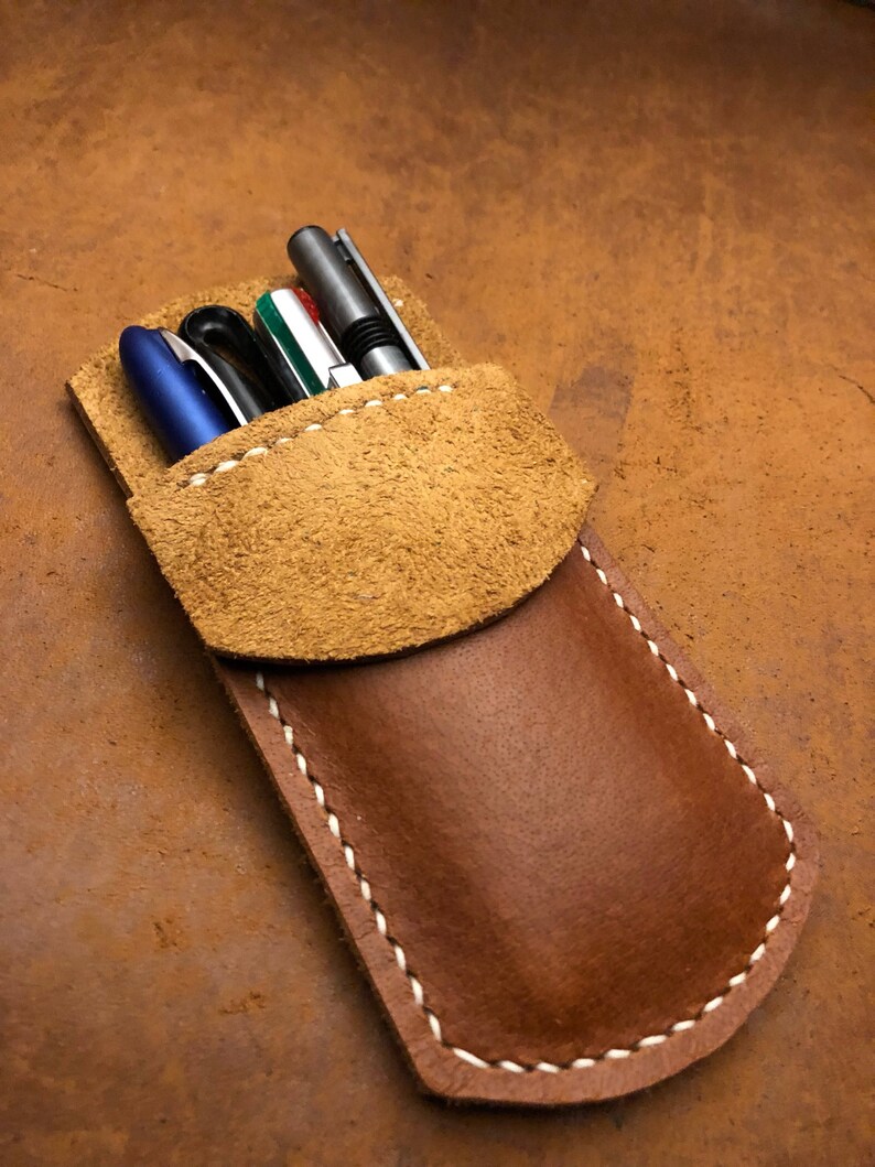 Leather Pocket Protector / Pencil Pouch / Pen Pocket / Pen Etsy