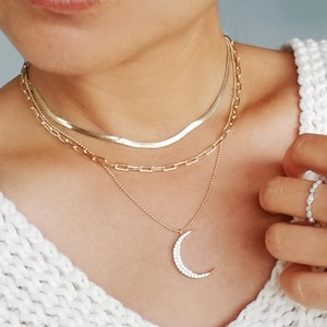Gold Herringbone Chain Necklace, Snake Chain Choker, Flat Chain Necklace, Flat Snake Necklace