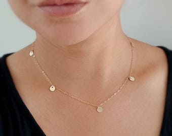 Delicate  Gold Discs Necklace - 14K Gold Filled - Every Day Dainty Gold Necklace