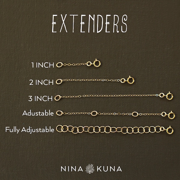 Gold Fill Necklace Extender - Sterling Silver, Adjustable Lengths