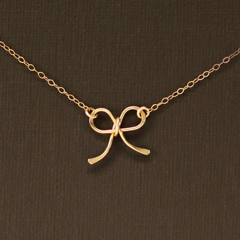 Gold Bow Necklace 14K Gold Filled - Etsy