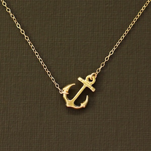 Gold Anchor Necklace - 14K Gold Filled Chain