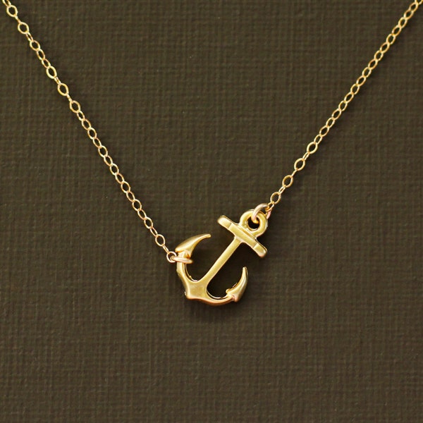 Gold Anchor Necklace - 14K Gold Filled Chain