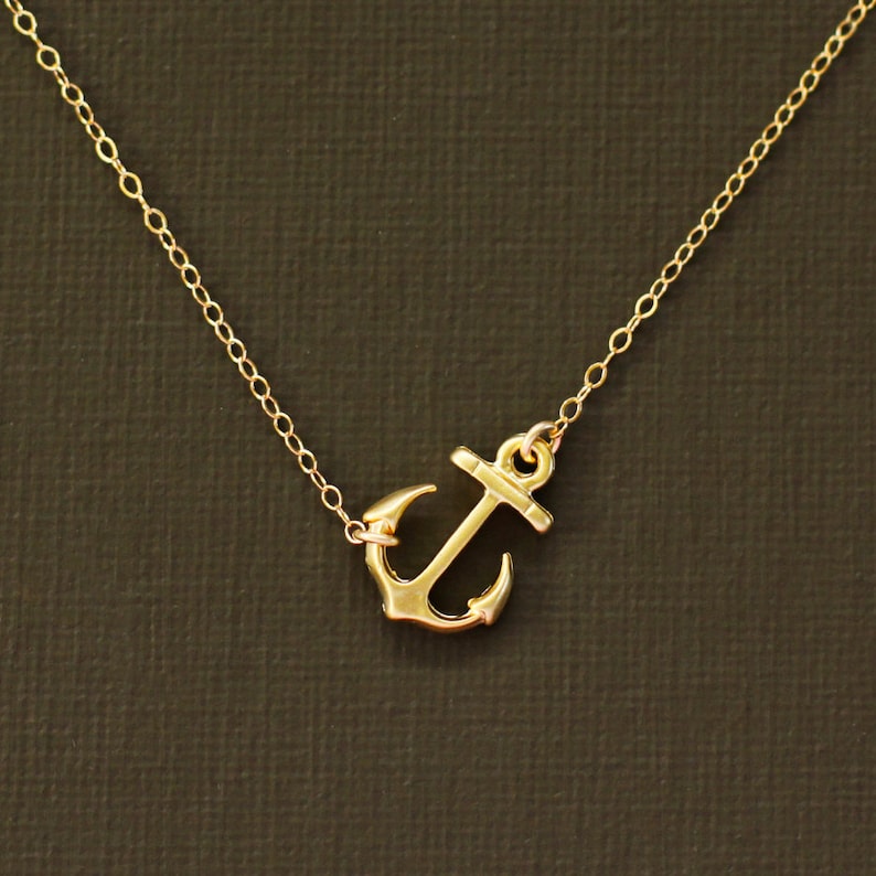 Gold Anchor Necklace 14K Gold Filled Chain image 1