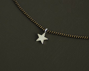 Silver Star Choker Style Necklace on Brass Chain