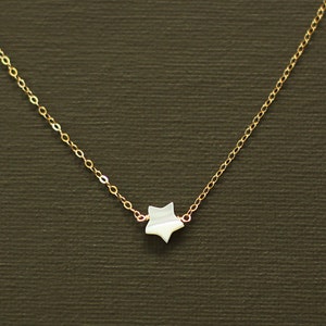 Mother of Pearl Star Necklace: 14K Gold Filled Chain