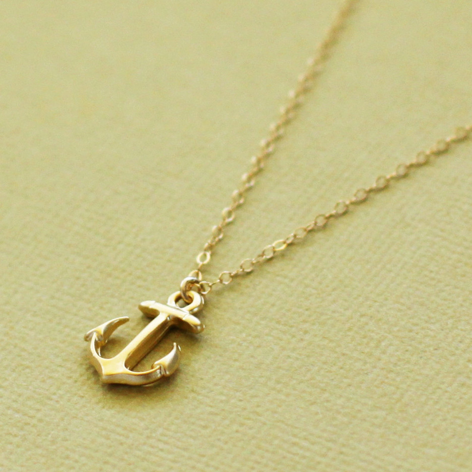 Tiny Gold Anchor Necklace 14K Gold Filled Chain Etsy