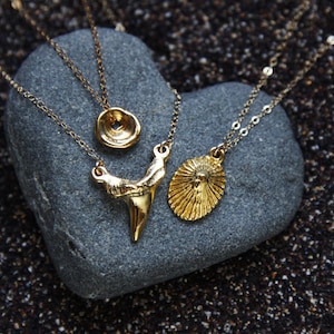 Gold Shark Tooth Necklace - Made In Hawaii USA - 14K Gold Filled Chain