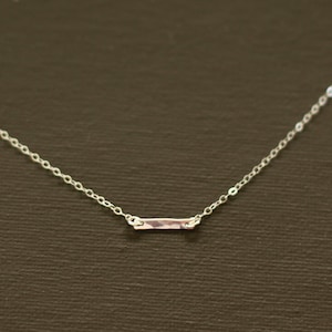 Small Silver Bar Necklace - Hand Hammered Sterling Silver Bar - SMALL