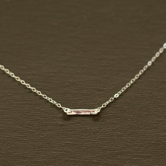 Hand Hammered Sterling Silver Bar Necklace – Delicate Everyday Jewelry