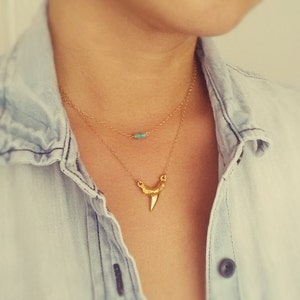 Turquoise Bead Necklace - Sleeping Beauty Turquoise Necklace - 14K Gold Filled Chain