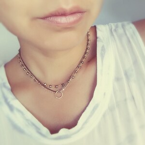 Pyrite Rosary Bead Choker Style Necklace