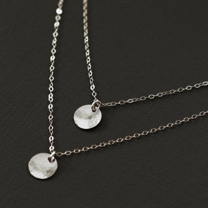 Layered Necklace - Double Silver Disc Necklace - Sterling Silver