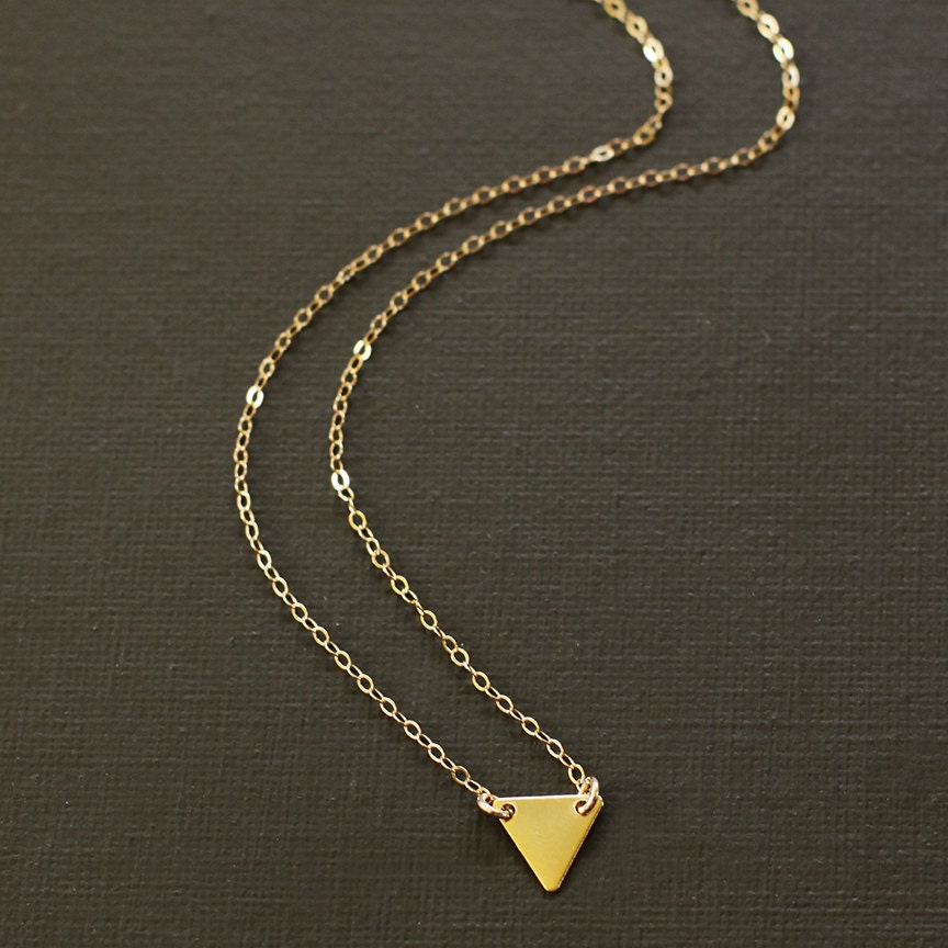 Gold Medium Triangle Necklace 14K Gold Filled Chain - Etsy