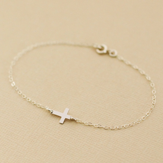 Silver Cross Bracelet - Sterling Silver Cross Bracelet - Etsy
