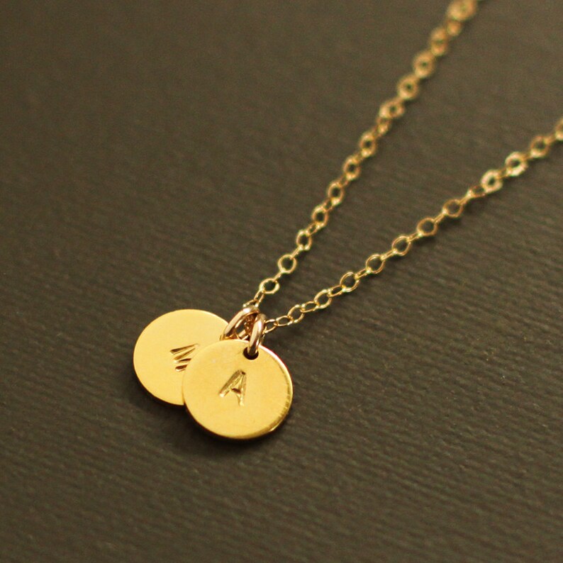 Gold Initials Necklace 2 Initials Gold Personalized - Etsy