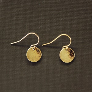 Tiny Gold Hammered Disc Earrings - Simple Everyday Earrings