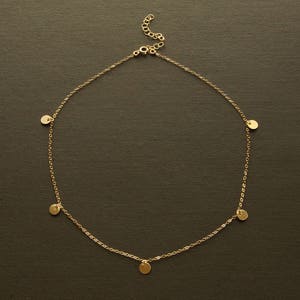 Delicate Gold Discs Necklace 14K Gold Filled Every Day Dainty Gold Necklace image 3