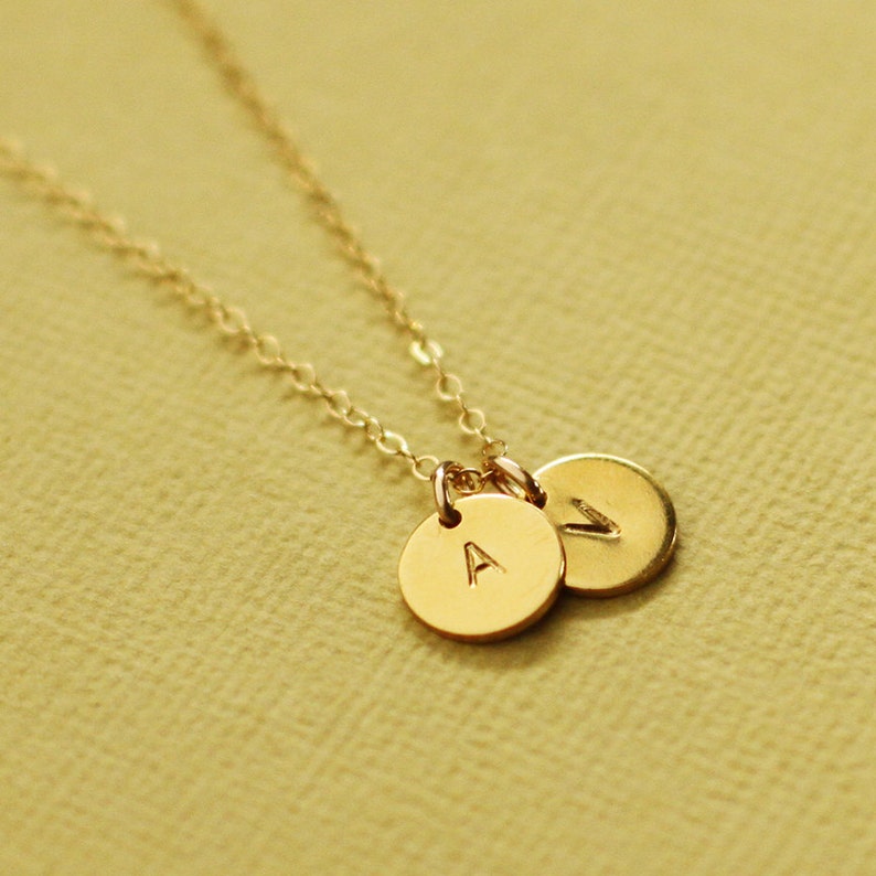 Gold Initials Necklace 2 Initials Gold Personalized - Etsy