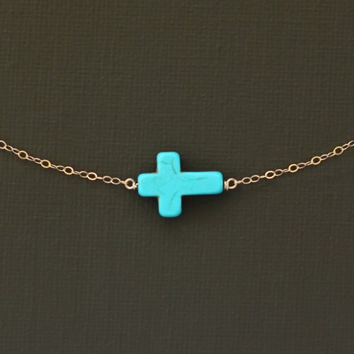Sideways Turquoise Howlite Cross 