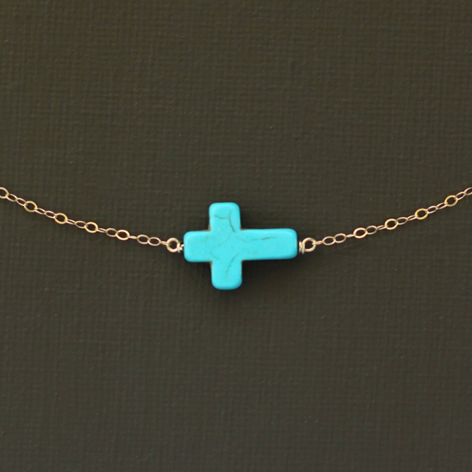 Turquoise Cross Necklace W Stud Earrings main image 0