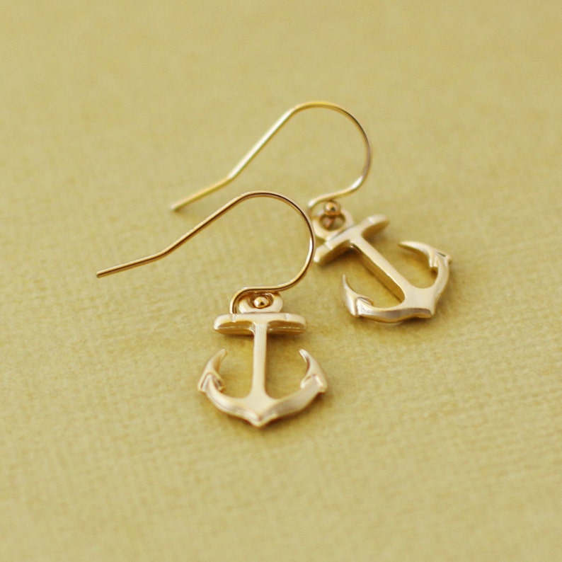 Gold or Silver Anchor Earrings 14K Gold Filled Ear Wires Etsy