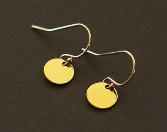 Tiny Gold Disc Earrings - Simple Everyday Earrings