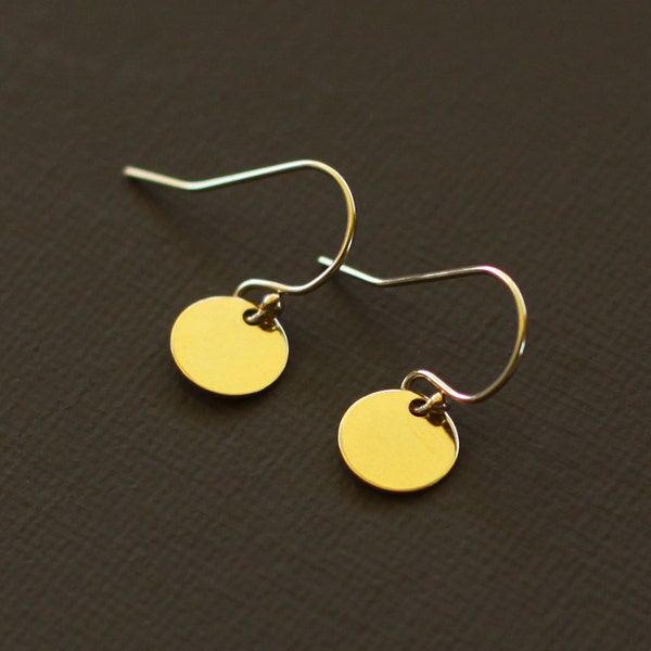 Tiny Gold Disc Earrings - Simple Everyday Earrings