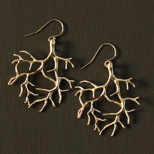 Gold Coral Branch Earrings - 14K Gold Filled Ear Wires
