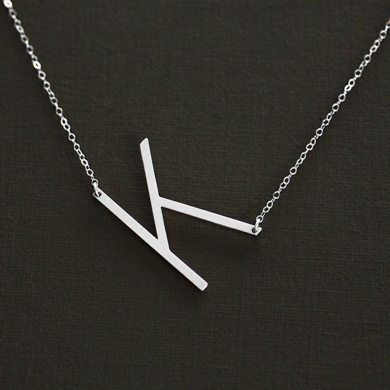 Large letter necklace silver outlet