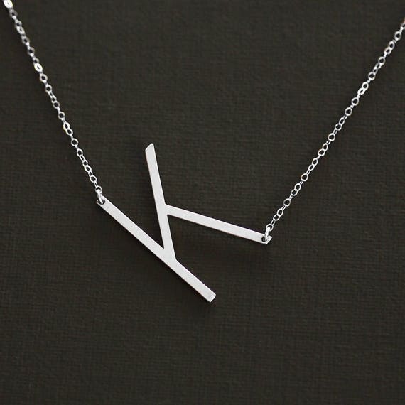 Oversized Long Silver Monogram Necklace